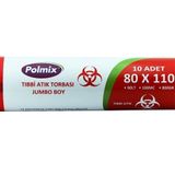 Polmix Tıbbi Atık 80x110 Cm Jumbo Çöp Poşeti 10 Rulo 100 Ad 8 Kg