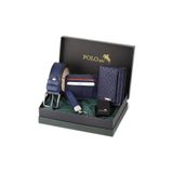 Polo Air Dama Desen Cüzdan, Kartlık, Kemer, Anahtarlık, Çakmak Kombin Set, Lacivert