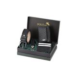 Polo Air Dama Desen Cüzdan, Kemer, Kredi Kartlık, Anahtarlık Kombin Set, Siyah, Erkek