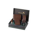 Polo Air Erkek Cüzdan, Kemer, Kartlık, Anahtarlık Kahverengi Set
