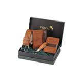 Polo Air Erkek Cüzdan, Kemer, Kartlık, Anahtarlık Set, Taba, Hediyelik Kutusunda