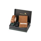 Polo Air Erkek Cüzdan, Kemer, Kartlık, Çakmak Hediyelik Set, Taba