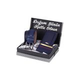 Polo Air Erkek Cüzdan Kemer Kartlık Set, Lacivert, Doğum Günü Hediye Kutulu