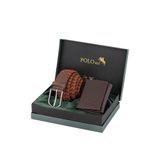 Polo Air Erkek Cüzdanı, Esnek Kemer Kombin Set, Kahverengi