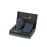 Polo Air Erkek Cüzdanı, Esnek Kemer Kombin Set, Lacivert