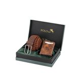 Polo Air Erkek Cüzdanı, Mıknatıslı Otomatik Mekanizmalı, Örgü Esnek Kemer Kombin Set, Taba Kahverengi