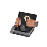 Polo Air Erkek Damat Bohçası 4'lü Set, Kemer, Cüzdan, Kartlık, Parfüm, Kahverengi