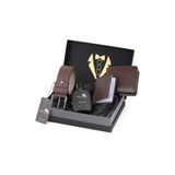 Polo Air Erkek Damat Bohçası Kutulu 4'lü Klasik Set, Kemer, Cüzdan, Kartlık, Parfüm, Kahverengi
