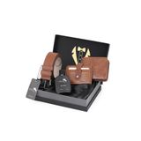 Polo Air Erkek Damat Çeyiz 4'lü Set, Cüzdan, Kartlık, Kemer, Parfüm, Kahverengi