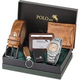 Polo Air Erkek Kemer Cüzdan Kartlık Anahtarlık Çakmak Kol Saati Hediyelik Kutusunda Taba Set PL-0960E3 - Siyah