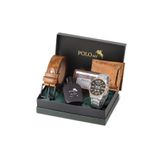 Polo Air Erkek Kol Saati, Cüzdan, Kemer, Kartlık, Parfüm Kombin Taba Set PL-0852E3