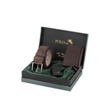 Polo Air Erkek Mıknatıslı Cüzdan, Kemer, Çakmak Kombin Seti, Kahverengi