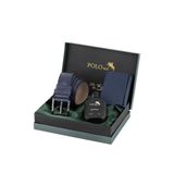 Polo Air Erkek Mıknatıslı Cüzdan, Kemer, Parfüm Kombin Seti, Lacivert