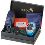 Polo Air Erkek Set Kombin Kemer Cüzdan Kartlık Çakmak Kol Saati Hediyelik Kutusunda Lacivert Set PL-0974E2 - Lacivert - Gümüş