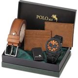 Polo Air Erkek Set Kombin Kemer Cüzdan Kartlık Çakmak Kol Saati Hediyelik Kutusunda Taba Set PL-0976E5 - Bordo