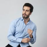 Polo Air Erkek Uzun Kol Gömlek Slimfit Likralı Kumaş PA-179 - Açık Mavi