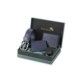 Polo Air Erkek%100 Hakiki Deri Cüzdan, Kartlık, Kemer, Çakmak Kombin Set, Lacivert