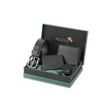 Polo Air Erkek%100 Hakiki Deri Cüzdan, Kartlık, Kemer, Çakmak Kombin Set, Siyah