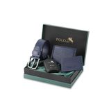 Polo Air Erkek%100 Hakiki Deri Cüzdan, Kartlık, Kemer ve Parfüm Kombin Set, Lacivert