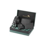Polo Air Erkek%100 Hakiki Deri Cüzdan, Kartlık, Kemer ve Parfüm Kombin Set, Siyah