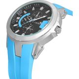 Polo Air Kauçuk Kordon Metal Kasa Erkek Kol Saati Mavi Gümüş Siyah Renk PL-0974E2X - Gümüş - Mavi