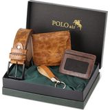 Polo Air Kutulu Erkek Kemer Cüzdan Kartlık Anahtarlık Seti Hm-08 - 43 Taba