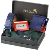Polo Air Kutulu Erkek Kemer Cüzdan Kartlık Anahtarlık Seti Hm-08 - Lacivert