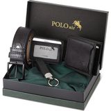 Polo Air Kutulu Erkek Kemer Cüzdan Kartlık Anahtarlık Seti Hm-08 - Siyah
