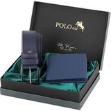 Polo Air Logolu Klasik Erkek Cüzdan Kemer Seti M-17 - Lacivert