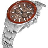 Polo Air Lüx Metal Erkek Kol Saati Bordo Kasa Coffy Kadran Renk PL-0971E4X - Gümüş - Kahverengi
