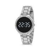 Polo Air Lüx Taşlı Metal Kordon Led Kadın Kol Saati Gümüş Renk PL-1511B1x