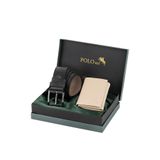 Polo Air Mıknatıslı Cüzdan ve Kemer Erkek Kombin Set, Vizon-Siyah