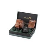 Polo Air Mıknatıslı Otomatik Mekanizmalı Cüzdan, Kemer, Parfüm Erkek Kombin Seti, Taba