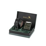 Polo Air Mıknatıslı Otomatik Mekanizmalı Erkek Cüzdan ve Kemer Kombin Seti, Yeşil-Siyah