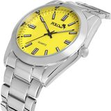 Polo Air Spor Şık Metal Erkek Kol Saati Gümüş Sarı Renk PL-0970E6X - Gümüş - Altın