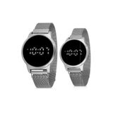Polo Air Touch Led Bay Çift Kol Saati Sevgiliye Özel Gümüş Renk