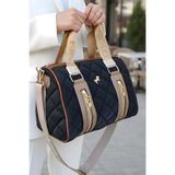 POLO BAG Kadın Kaptione Desenli Silindir Model Uzun Çapraz Askılı El & Omuz Çantası (31x22 CM)