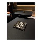 POLO BLUE Lüks Mermer Desenli Satranç Takımı - Demir Döküm Ağır Taşlı, Dekoratif Ve Şık Tasarım 27.5X27.5 CM