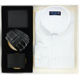 Polo Club 4'lü Hediye Seti / Gömlek & Kravat & Kemer & Cüzdan Çeyiz Seti Hediye Kutulu Set - Beyaz - 3XL