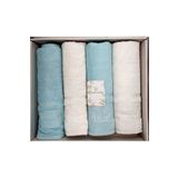polo life 4 Parça Bamboo Hamam Seti (BÜYÜK BOY), Banyo Havlu Takımı-krem Turkuaz