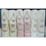 Polo Life Kutulu Nakışlı Kadife Pamuk 6lı Havlu Seti-V3 Krem Pudra Cappucino - 50 x 90 cm - Cappuccino