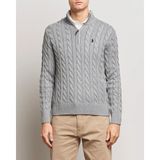 Polo Ralph Lauren Erkek Örgü Dokulu Gri Yarım Fermuar Kazak - Gri-006 - S