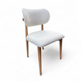 Polo Sandalye,Modern Ahşap Yemek Sandalyesi, Beyaz Döşemeli, Masif Gövde,Minimalist Tasarım