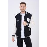 Polo State Erkek 3 Iplik Pamuklu Içi Polarlı Regular Fit Nakışlı Siyah Kolej Ceket - XL