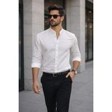 Polo State Erkek Beyaz Hakim Yaka Keten Gömlek - 2XL