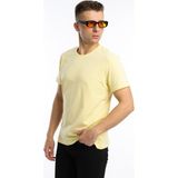 Polo State Erkek Bisiklet Yaka Regular Fit Carbon Fırçalı Tişört Sarı