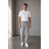 Polo State Erkek Gri Baggy Fit Pileli Kumaş Pantolon