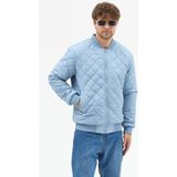 Polo State Erkek Kapitone Slim Fit Baklava Desenli Mont Ceket Buz Mavi