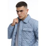 Polo State Erkek Kapitone Slim Fit Baklava Desenli Mont Ceket Mavi