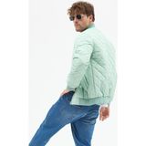 Polo State Erkek Kapitone Slim Fit Baklava Desenli Mont Ceket Su Yeşili